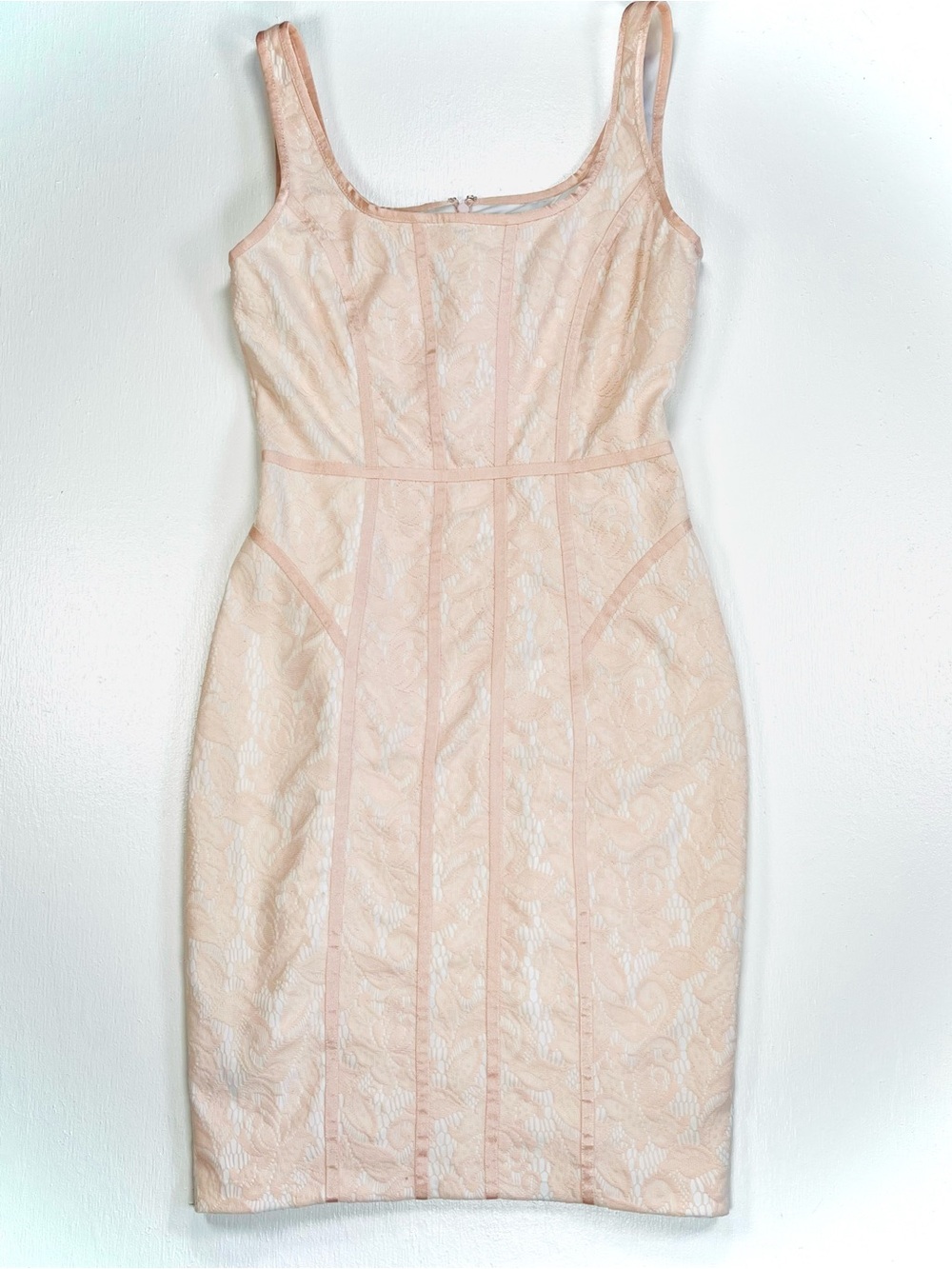 Y2k Cache Bodycon Dress Small Pink Lace Ribbon Detail Sexy Going Out Mini Dress